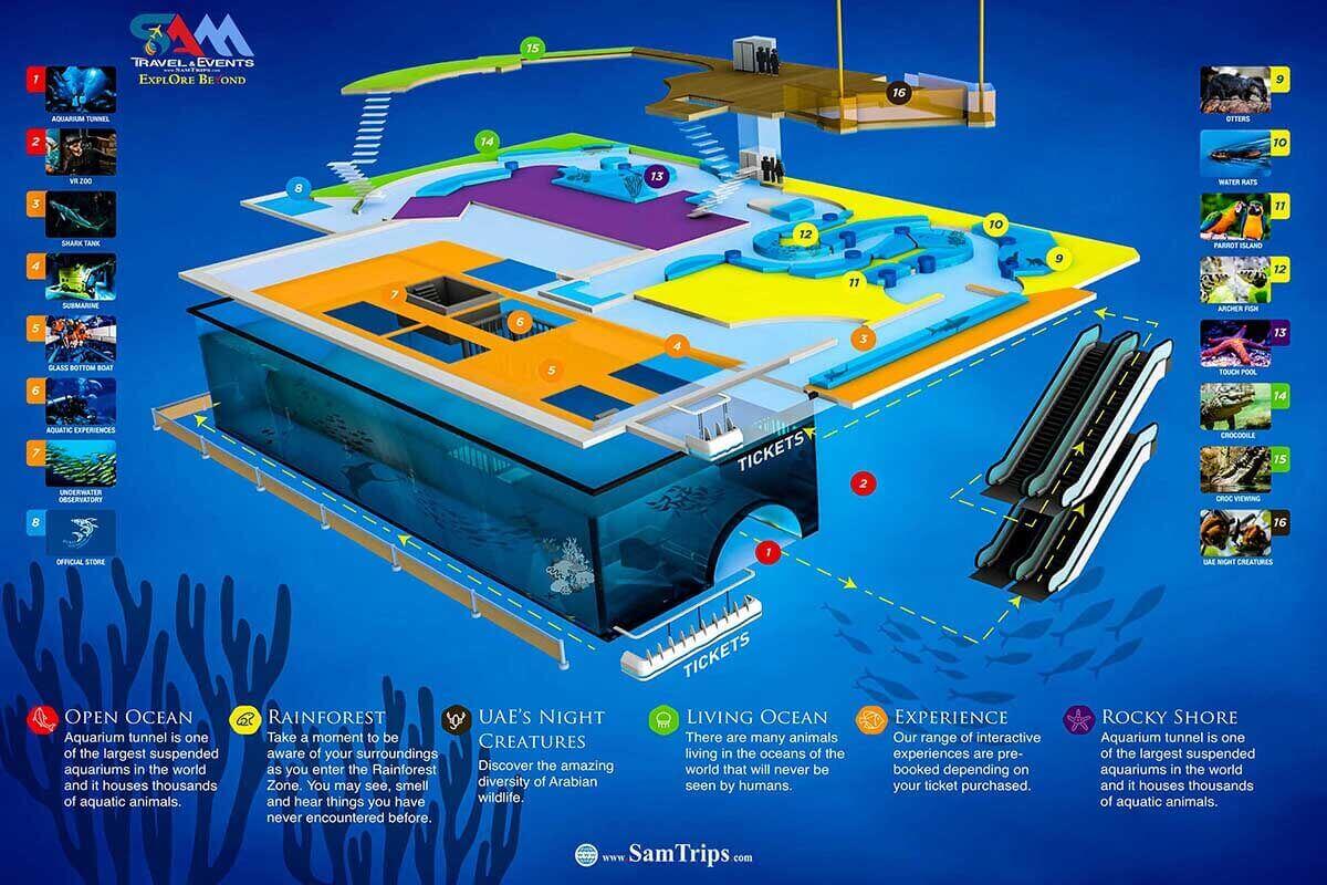 Dubai Mall Aquarium Underwater & Zoo Map