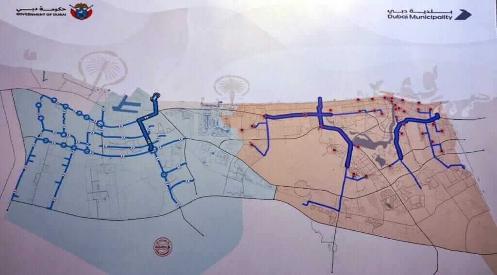 مشروع تصريف لتطوير شبكة تصريف مياه الأمطار في دبي - خارطة